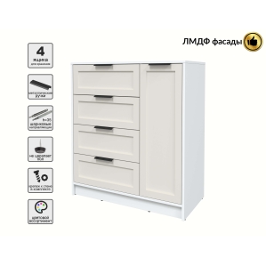 Тумба Тренд КТ-Т90 (Белый платинум ЛДСП/ Кашемир ЛМДФ) Ш900 В1020 Г451